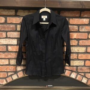 Talbots Black Textured Blouse
